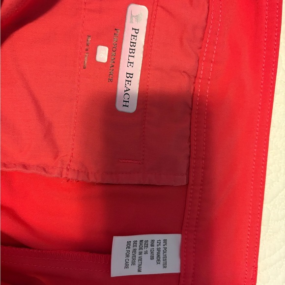 Pebble Beach Pants - Pebble Beach Coral-Red Performance Golf Shorts, women’s 16